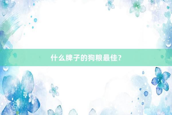 什么牌子的狗粮最佳？